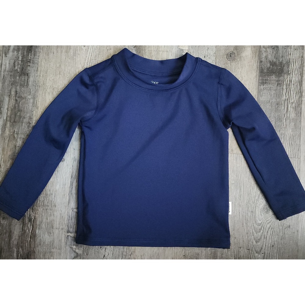 Quince Rash Guard Kids 12-18M Navy Blue Long Sleeve Swim Top ATG001